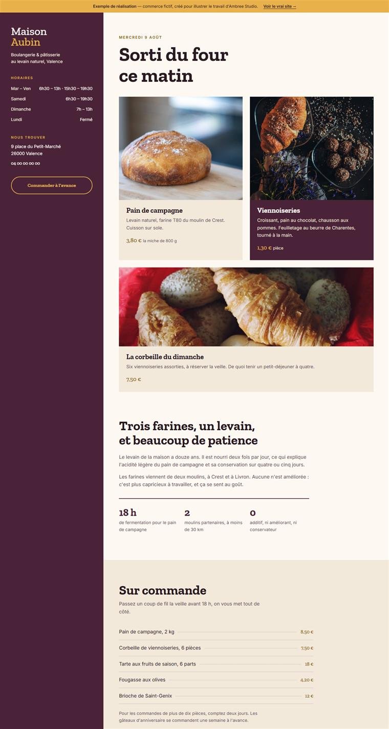 Aperçu du site d'exemple Maison Aubin