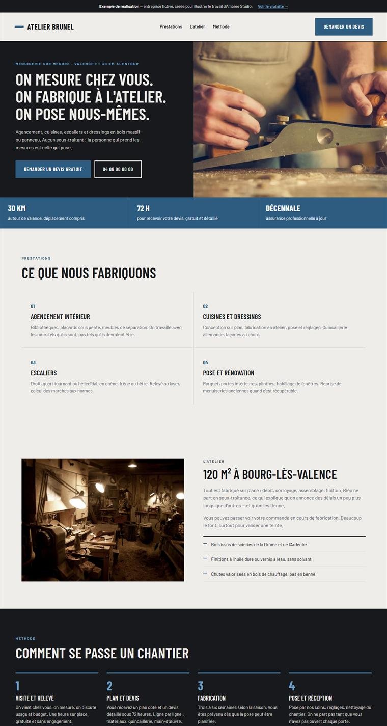 Aperçu du site d'exemple Atelier Brunel