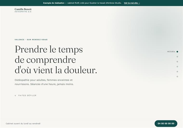 Aperçu du site d'exemple du cabinet Camille Benoit
